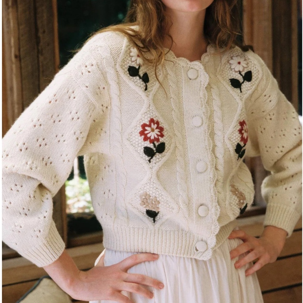 Christy Dawn Cream Floral Cardigan